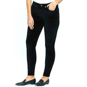 Seven7 Tummyless Velvet Jeans Size 10 32X30 Black High Rise Skinny MY1975VE